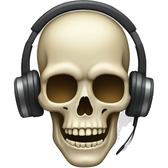 skull wearing headset emoji