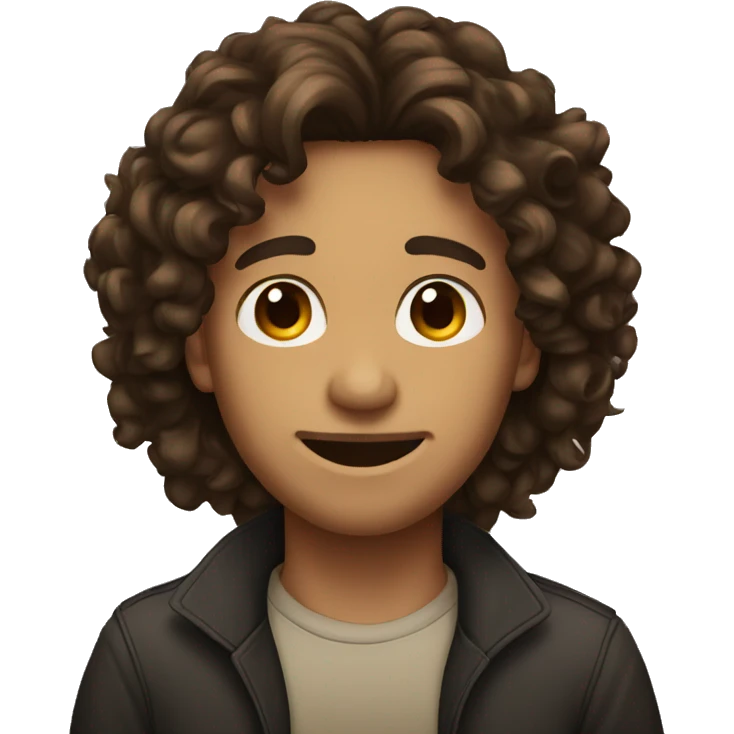 Male Brown face with black long curly hair  emoji