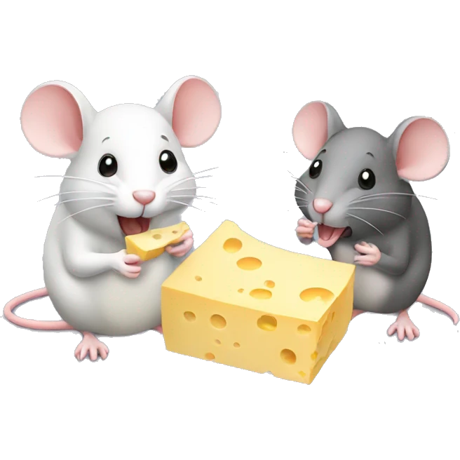 A mouse and a rat eating cheese emoji