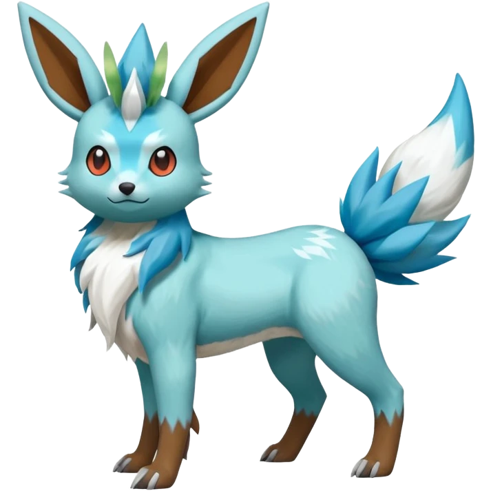 Glaceon-Skiddo-Mudbray-Amaura-Flareon-Virizion-fusion-Pokémon-monster (full body) emoji