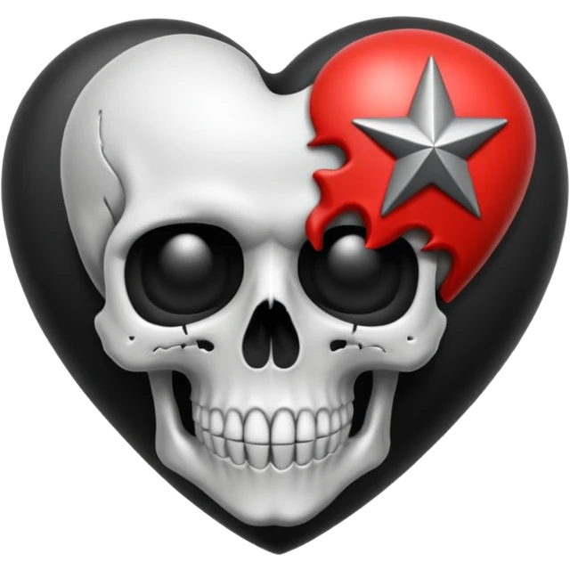heart with a dark star and skull emoji