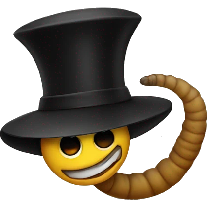 Worm with black hat emoji