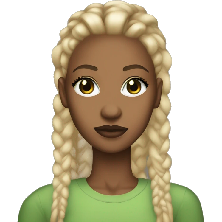 pretty black woman blonde cornrows green almond eyes full lips emoji
