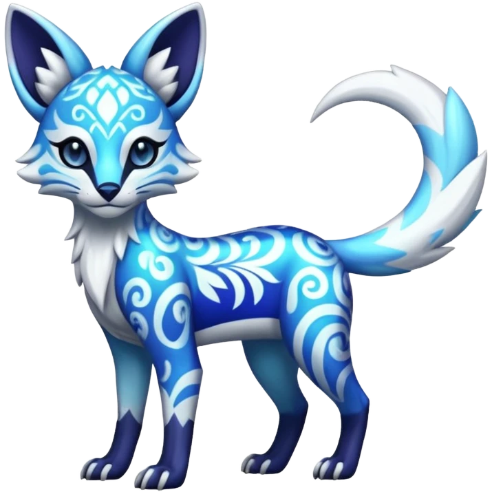 Icy floral shiny colorful neon bright vibrant patterned Genet-Absol-Zeraora-Primagen-fusion-creature  emoji