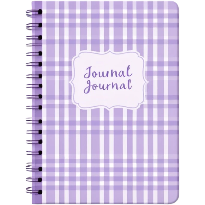 Cute  journal cover, pastel purple gingham pattern
Handwritten feminine typography, soft aesthetic, cozy girl vibe
Clean product mockup, minimal shadows, lifestyle stationery style emoji
