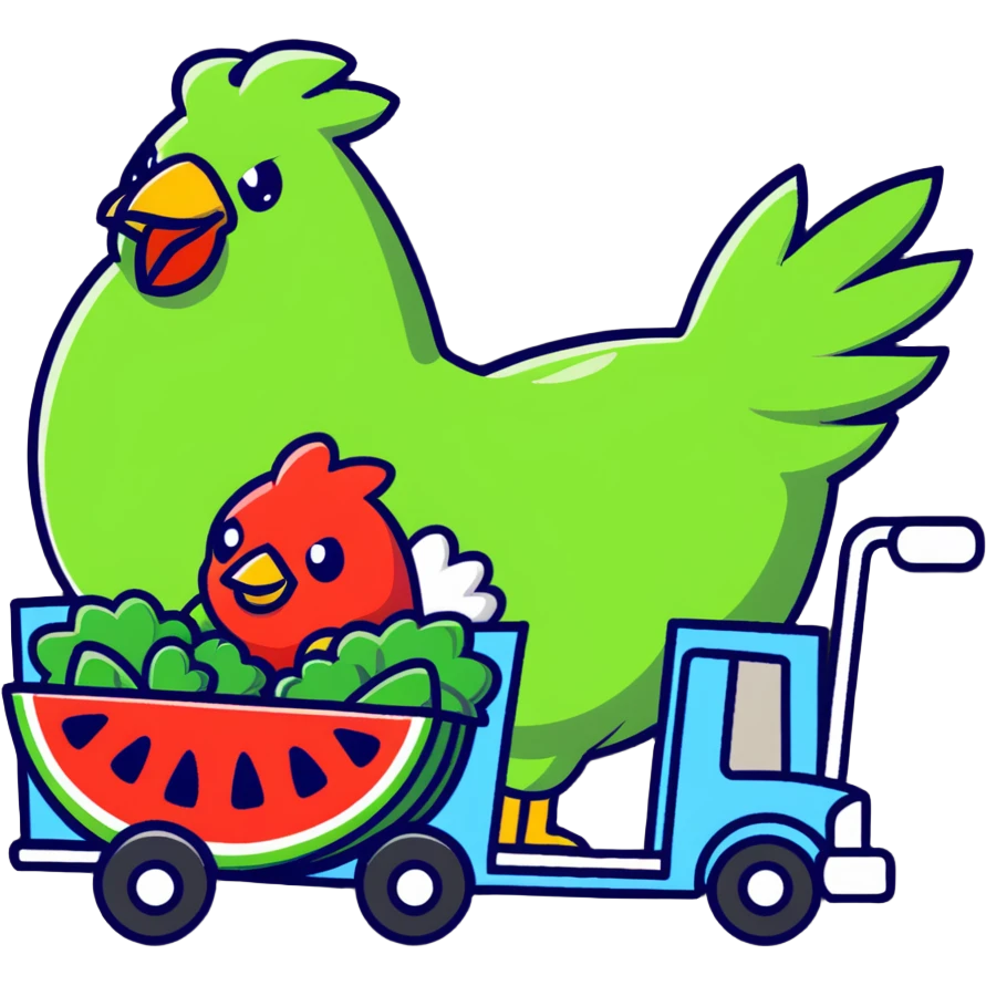 Big watermelon chicken horse cabbages truck emoji