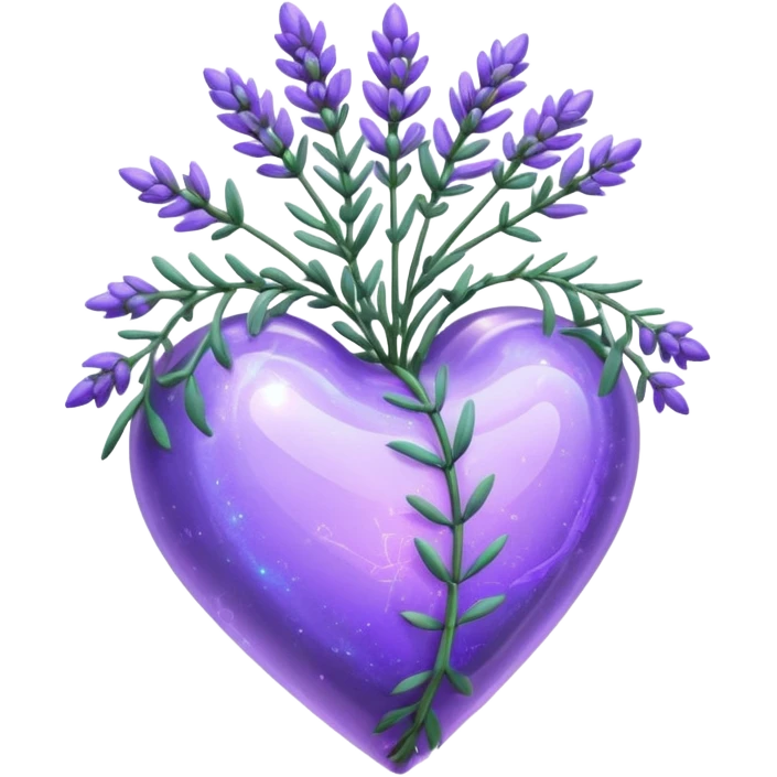 create a holographic lavender plant that wraps around a lavender colored heart emoji