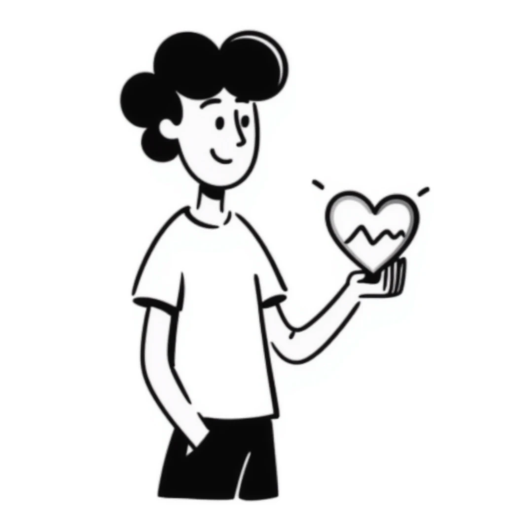 Handsome boyfriend figure with heart, casual style emoji