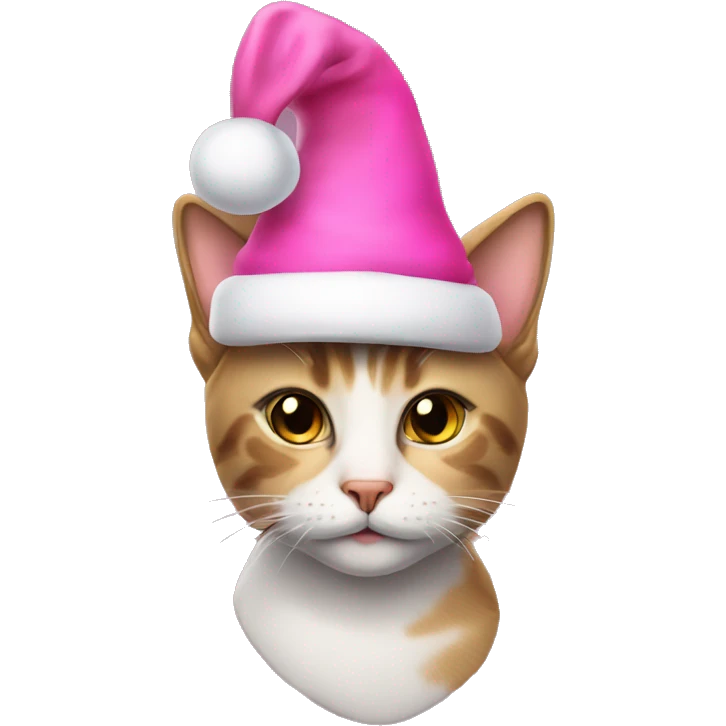 Cat with a pink Christmas hat emoji