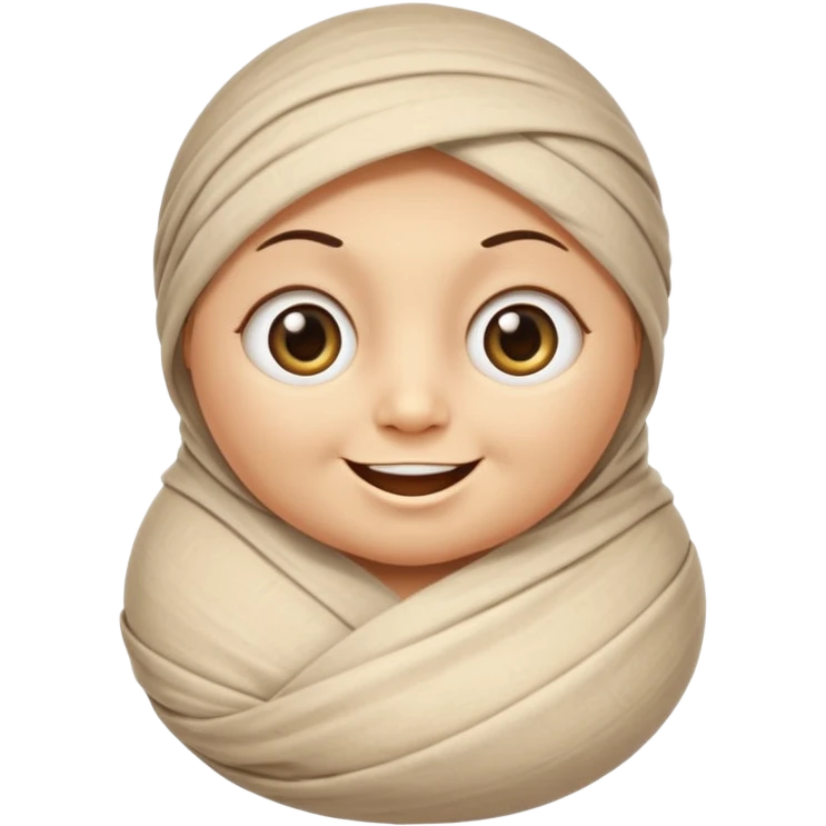 Mummy Cartoon: Chubby, friendly-looking mummy with oversized eyes and loose wrappings
 emoji
