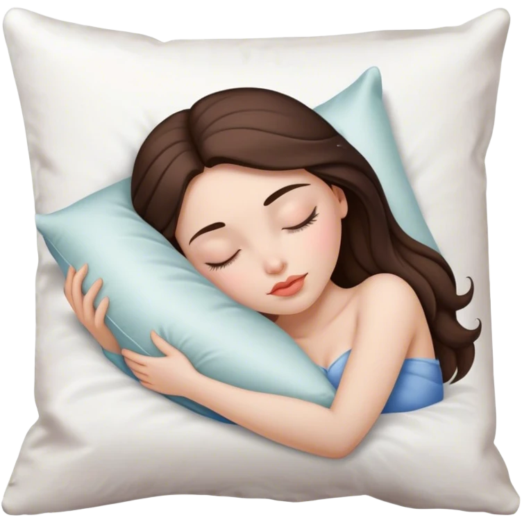 sleeping beauty brunette white girl with a silk pillow emoji