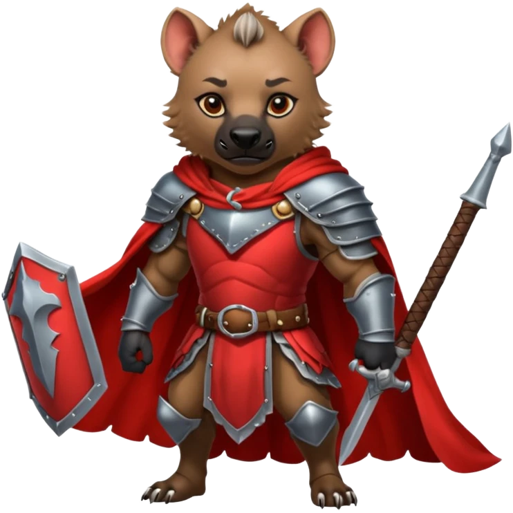 Strong hyena knight warrior with red cape  emoji