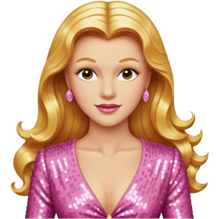 Ginger Rogers with long golden blonde hair, pink sequin outfit  emoji