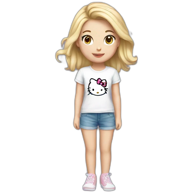 White girl with hello kitty t shirt  emoji