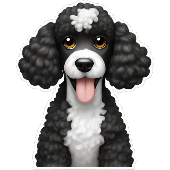 Black and white poodle with bone in her mouth emoji