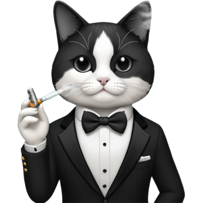 Tuxedo cat vapeing emoji