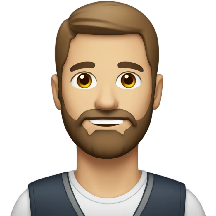 driving teacher with brown eyes with brown hairs and beard emoji