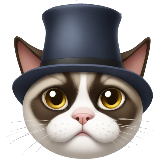 Grumpy Cat with hat emoji