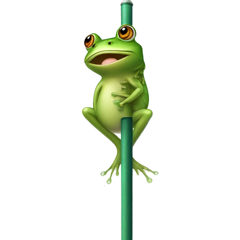 Frog tadpoles while on a pole emoji