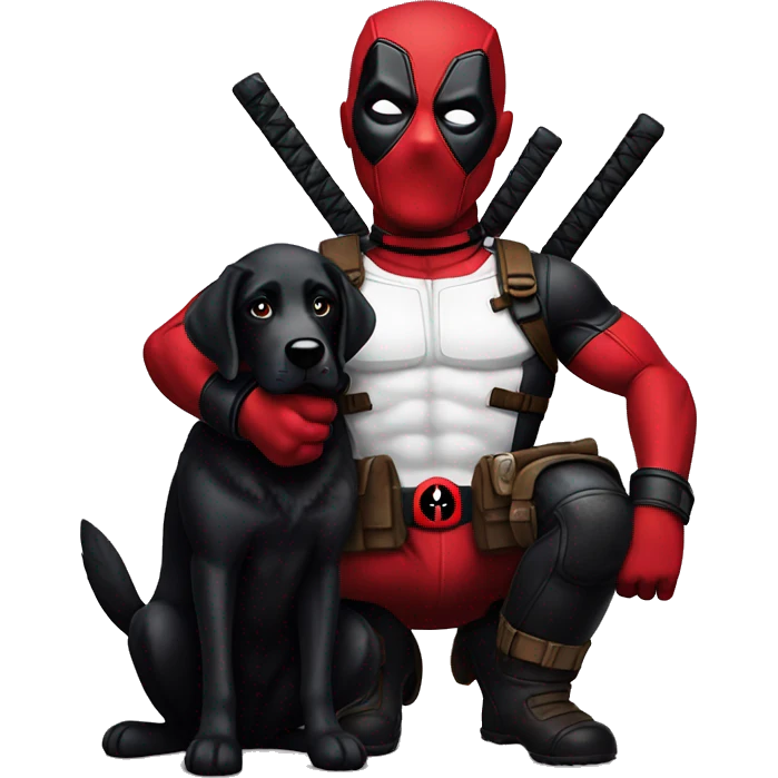 Deadpool holding black lab emoji