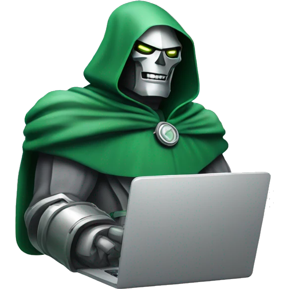 smiling dr. doom working with laptop emoji