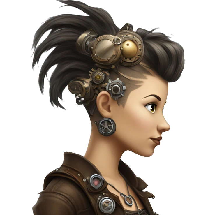 Photorealistic steampunk profile mohawk Caucasia girl emoji