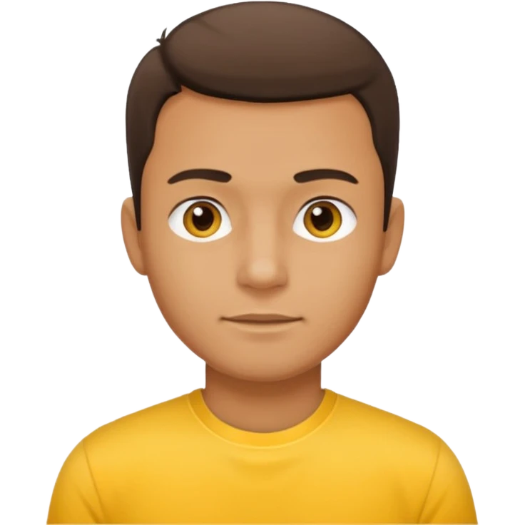 a standard man wearing a t-shirt, yellow, face and shoulders emoji
