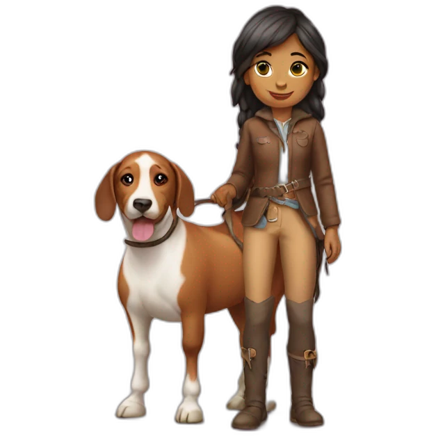 horse girl with dog emoji