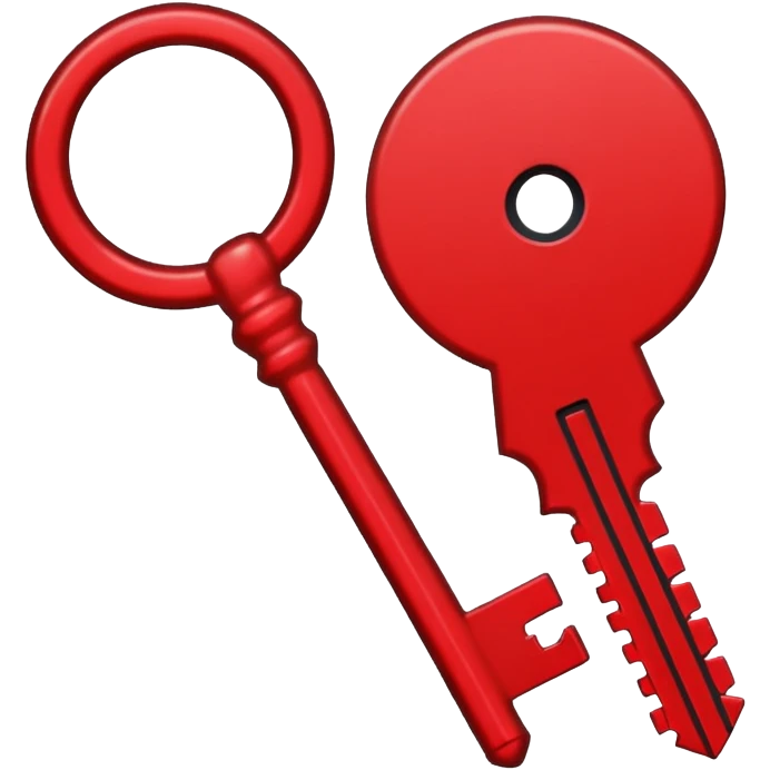 iOS sticker, dark key, black metal, red hole, minimal emoji