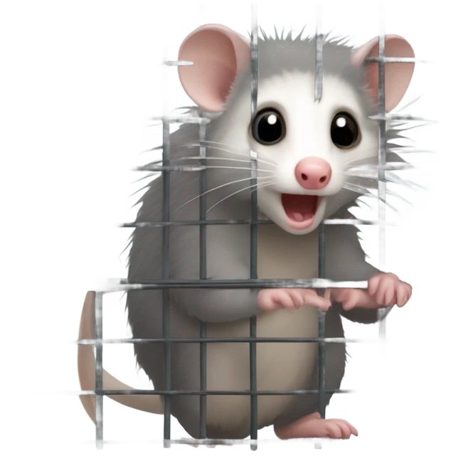 Opossum in a cage emoji