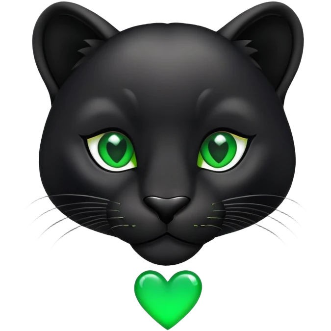 Panther with green eyes and hearts emoji