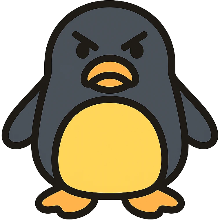 angry penguin color icon with black outlines emoji