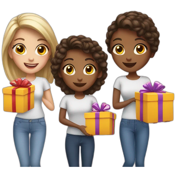 4 girls give gifts emoji