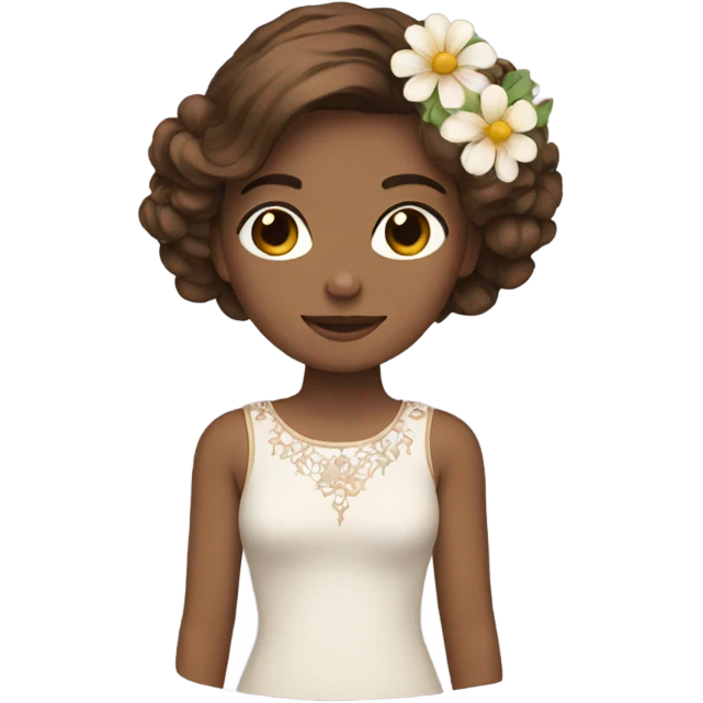 Brown hair model flower  emoji