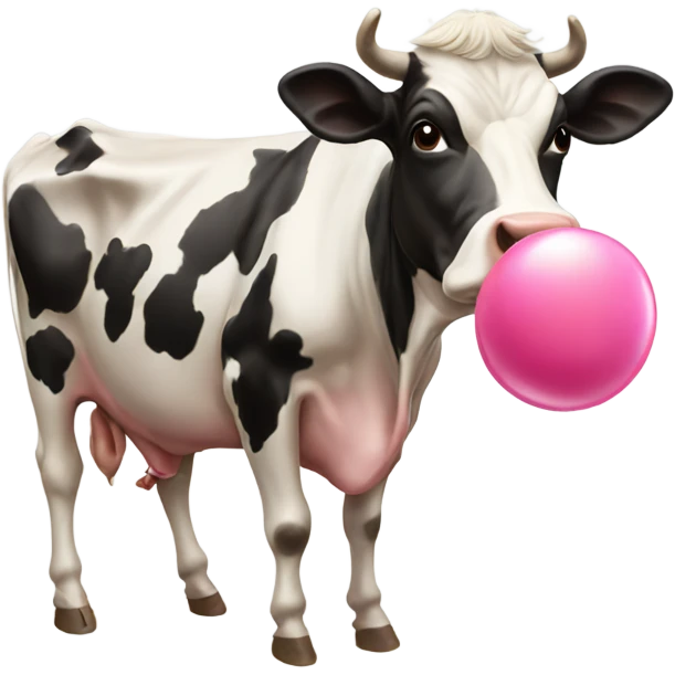 cow blowing bubblegum emoji