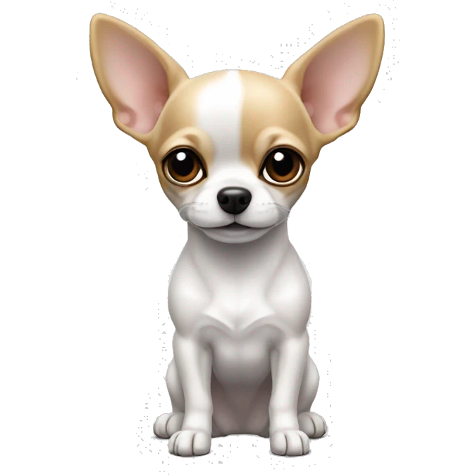 Perrito chihuahua color blanco completamente con lengüita de fuera y orejas hacia abajo emoji