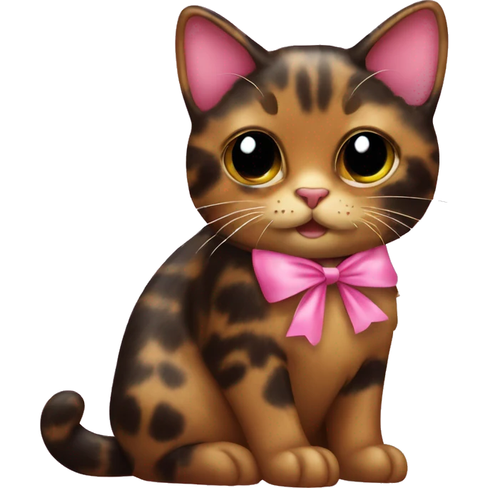 Tortoiseshell cat with a pink bow  emoji