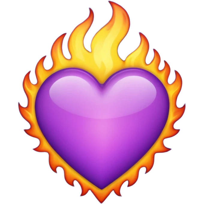 Coração roxo com chamas emoji