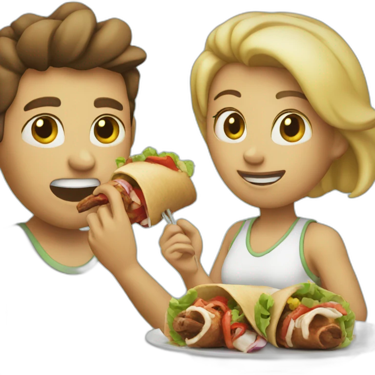 Two person eating kebab emoji