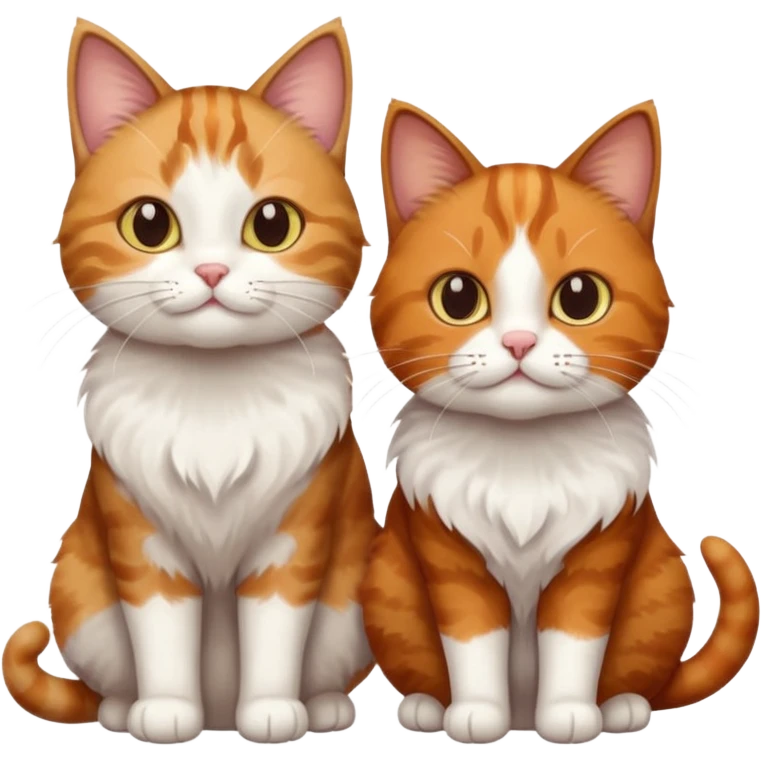 3 cats different colours including brown tabby and white, calico, and ginger and white emoji