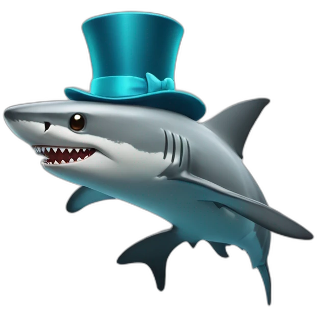 Shark with a top hat emoji