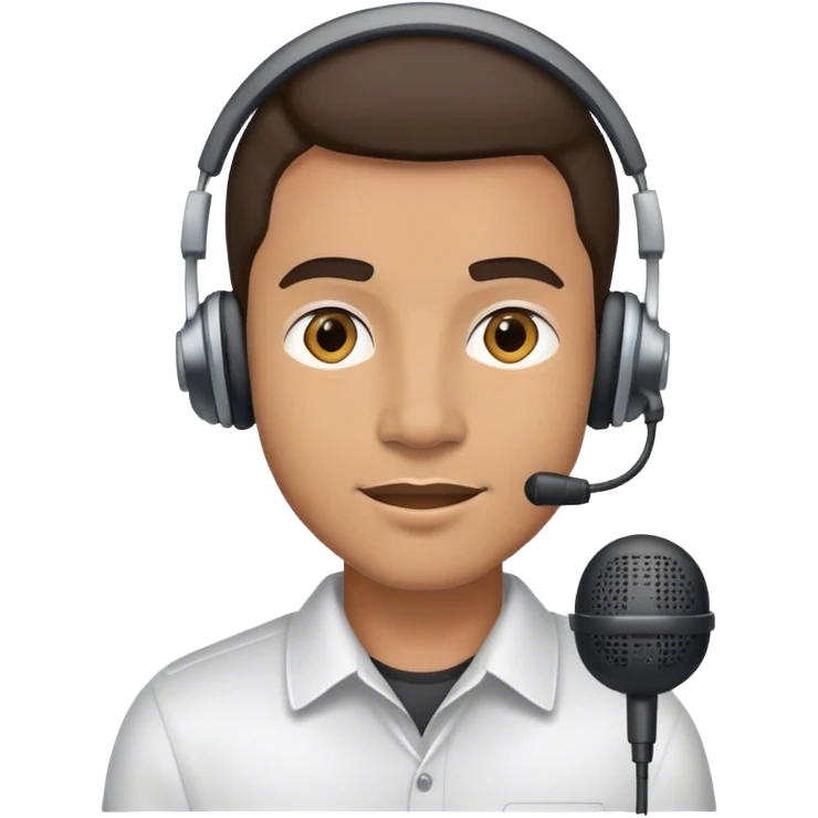 Man wearing a headset mic emoji