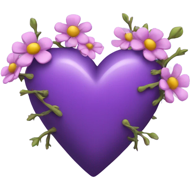 Purple Heart with flowers and thorns emoji