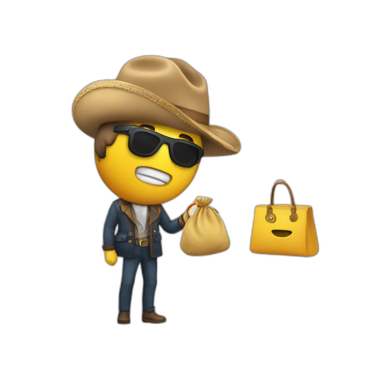 Homme masquer avec sac de billet emoji