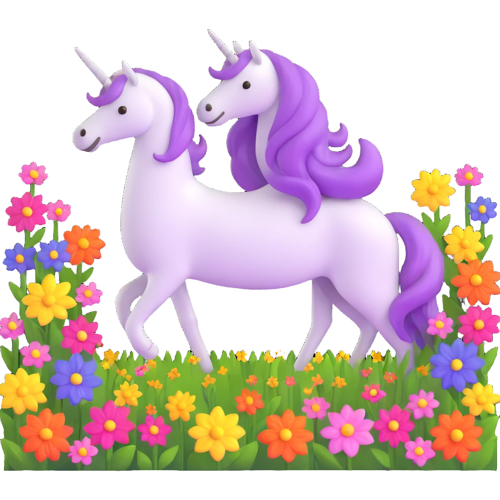 unicorn in a field of flowers emoji