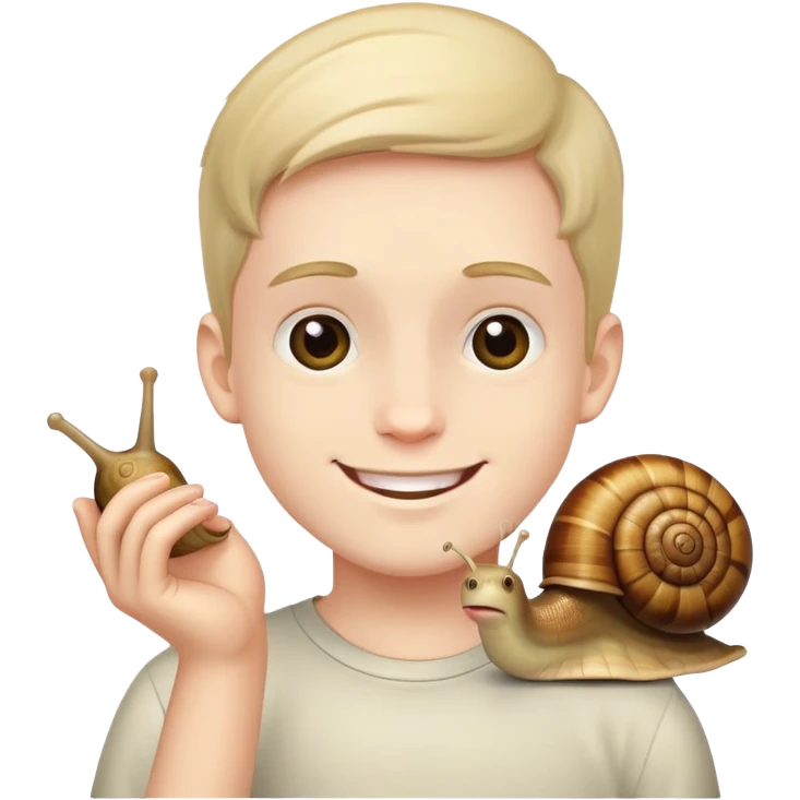  A boy having a snail face emoji