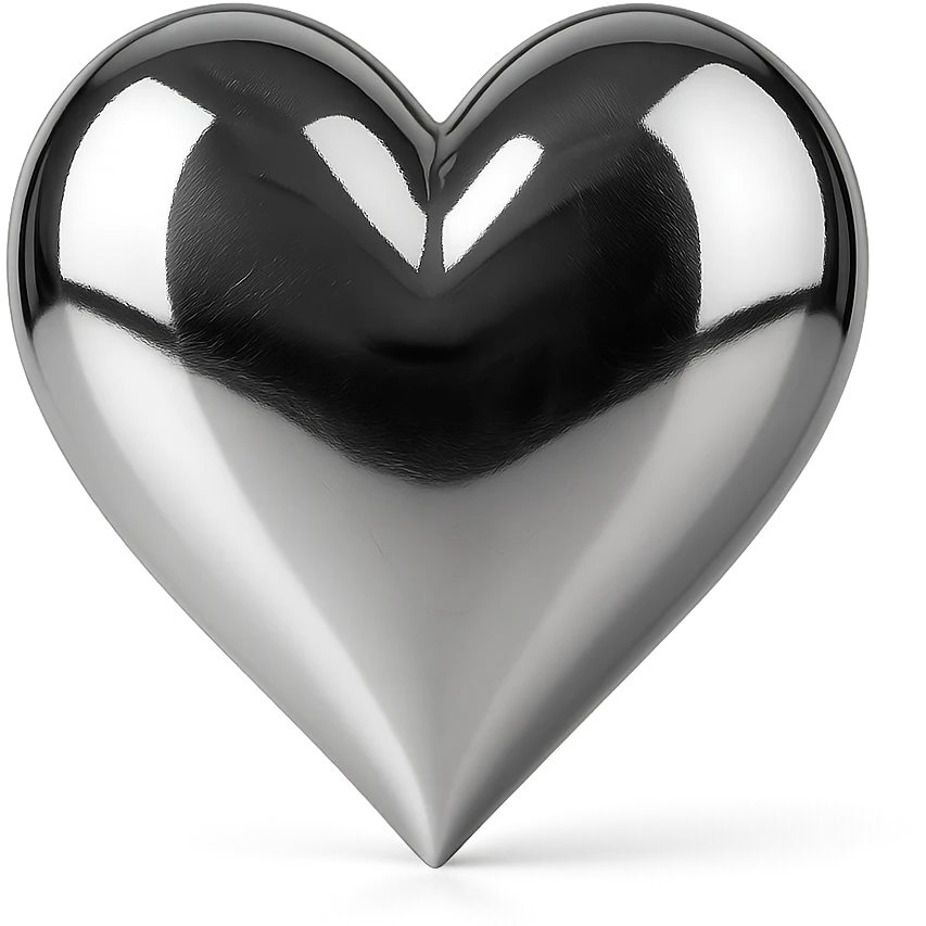 chrome heart, smooth and polished emoji