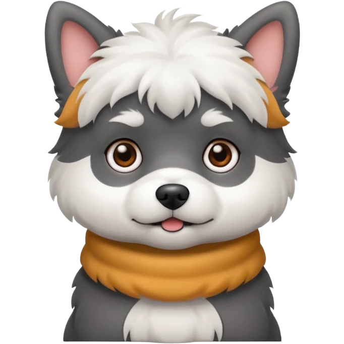 Dark Grey and white little fluffy dog emoji