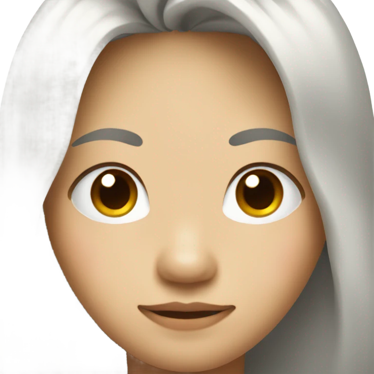 asian, a litttle square face, long hair emoji