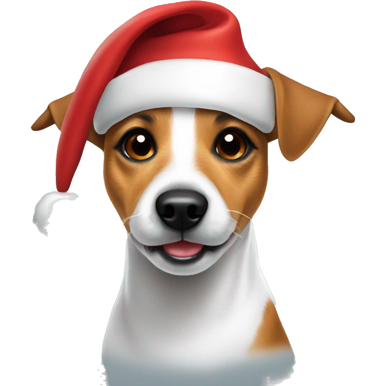 Jack Russell with Santa hat emoji
